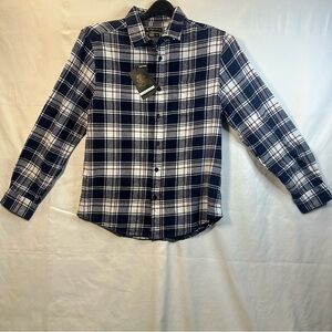 Men’s Elegant Arrogant English Laundry Classic Fit Navy and White Plaid Shirt